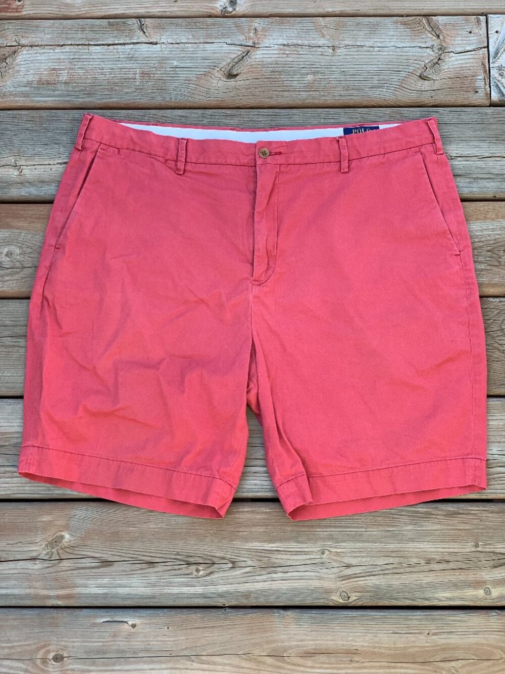 Polo Ralph Lauren Shorts Mens 40 Salmon Red Stretch Classic Fit Chino Preppy 90s